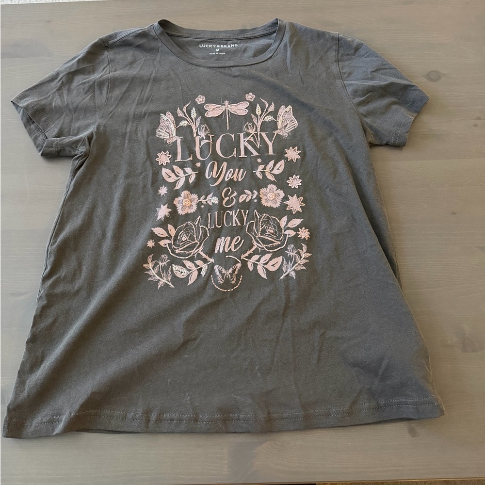 Lucky Brand Gray and Pink Kids Tee